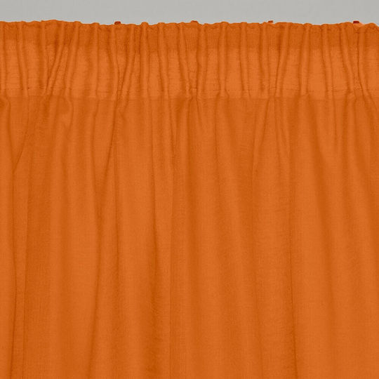 Lino Home Curtain With Pencil Pleat Line 503 Orange 145x295cm