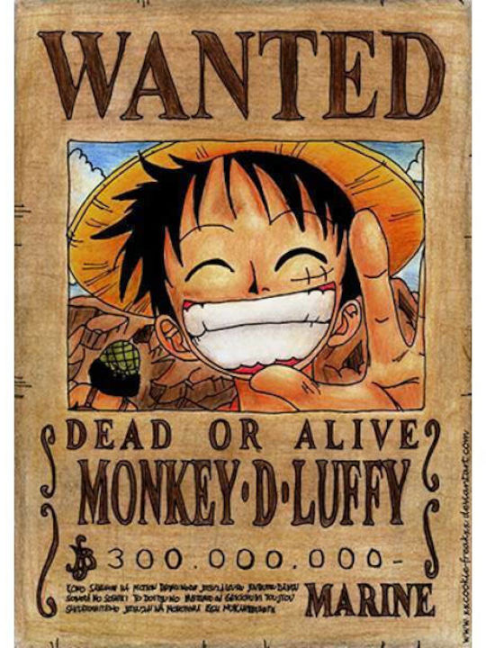 Takeposition T-shirt One Piece Monkey D.Luffy Wanted σε Γκρι χρώμα