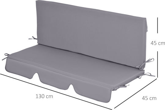 Outsunny Μαξιλάρι Καναπέ Κήπου με Πλάτη Γκρι 2τμχ 130x45εκ.