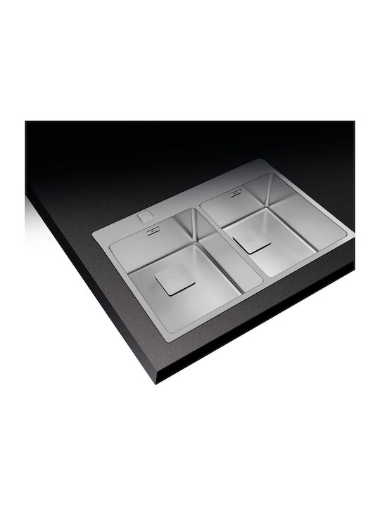 Teka ForLinea RS15 2B 740 Auto 115030011 Drop-In Sink Inox Satin W74xD50cm Silver