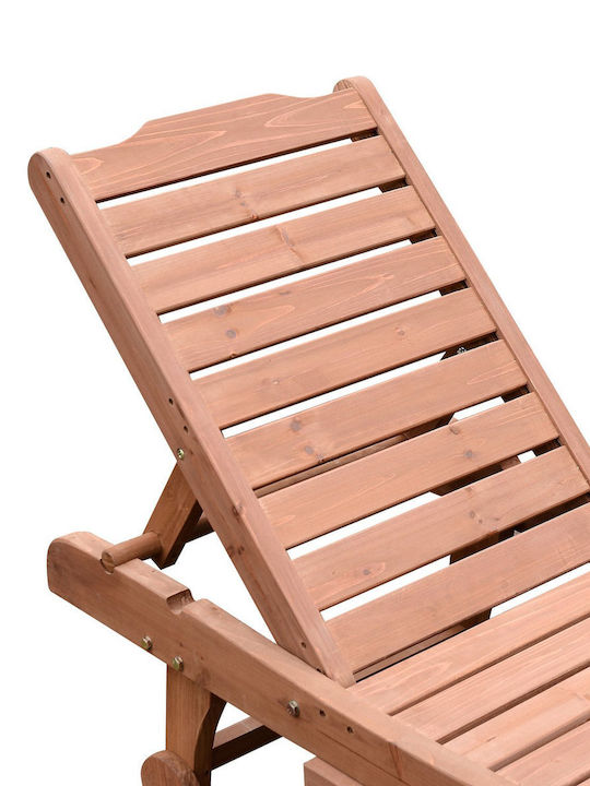 Liegestuhl-Bett Einzel Holz mit Rädern Braun 182x60x35cm.