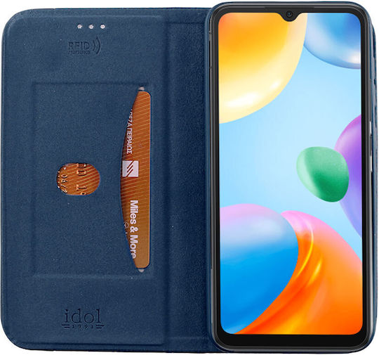 Idol 1991 Elite Anti-RFID Book Synthetic Leather / Silicone Blue (Xiaomi Redmi 10C, Redmi 10 Power)