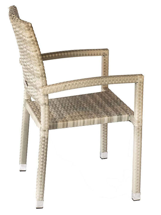 Outdoor-Stuhl Rattan Lina New Ecru 57x58x93εκ.