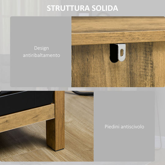 Floor-Standing Living Room Display Cabinet Made of Natural Particle Board with Glass 60x35x120cm