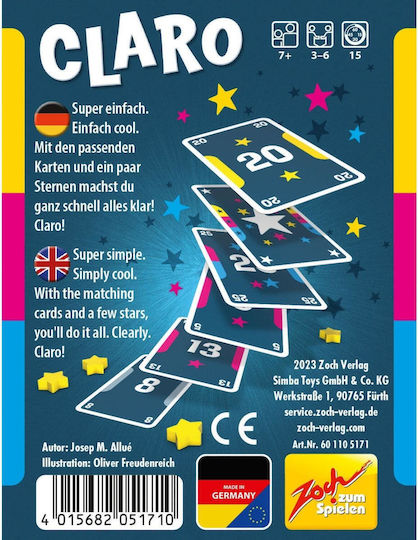 Brettspiel Claro für 3-6 Spieler 7+ Jahre (EN) Zoch Verlag