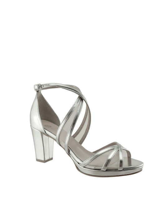 Stefania Women's Sandals S Silver with Chunky High Heel