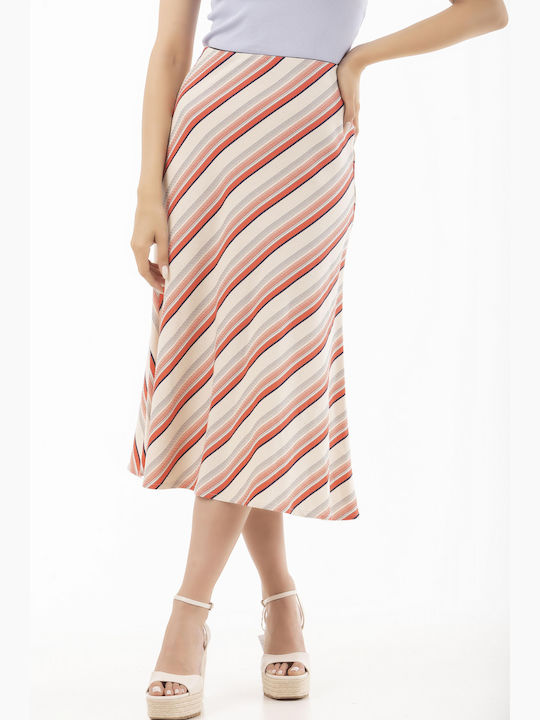 Skirt Striped striped Ecru Coral Blue Grey