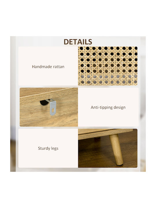 Wooden Beige Bedside Tables 2 Pieces 39x35x60cm