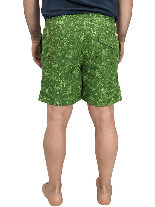 Double Herren Badebekleidung Shorts Grün mit Mustern