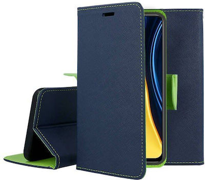 Fancy Synthetic Leather Wallet Navy Blue/ Lime (Redmi Note 12 Pro+)