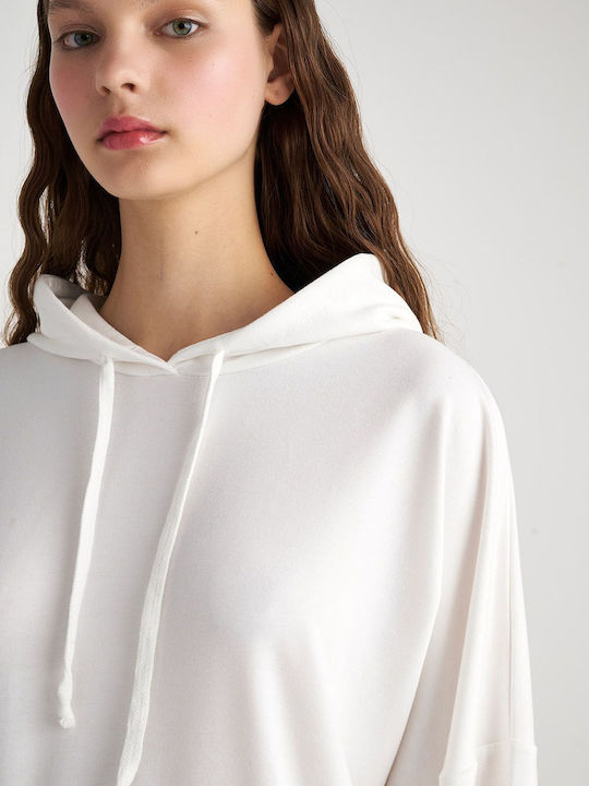 SugarFree Women's Long Hooded Sweatshirt White