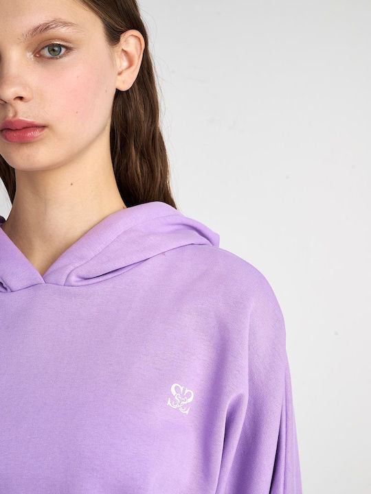 SugarFree Women's Cropped Hooded Sweatshirt Purple