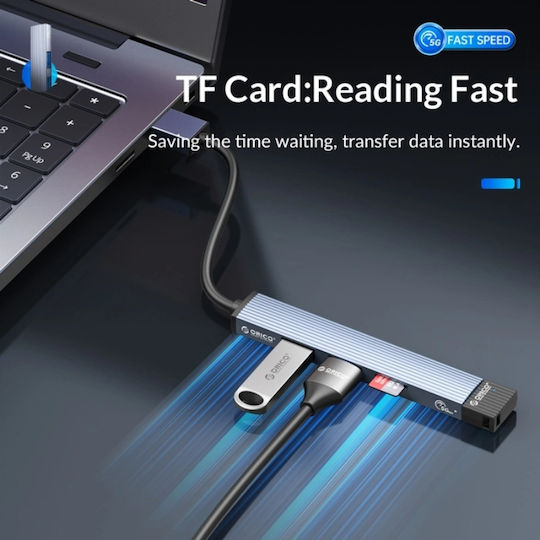 Orico AH-A12F Hub 3 Θυρών USB 3.0 με σύνδεση USB-A Γκρι