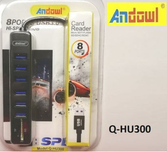 Andowl USB-Hub mit 8 Anschlüssen USB 3.0 und USB-A Anschluss