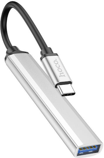 Hoco HB26 USB-Hub mit 3 Anschlüssen USB 3.0 und USB-C Anschluss Silber