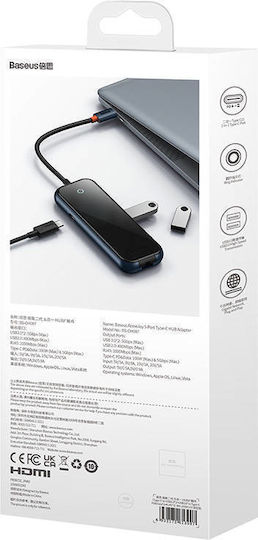 Baseus AcmeJoy Hub USB 4 Porturi USB 3.0 cu Conectare USB-C Ethernet