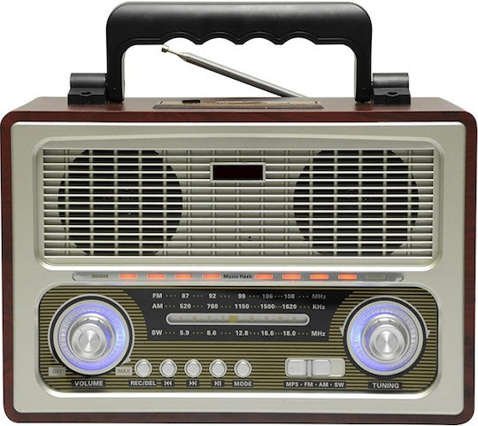 Meier M1800-BT Retro Επιτραπέζιο Ραδιόφωνο Επαναφορτιζόμενο με USB Καφέ