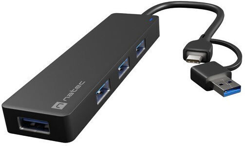 Natec Mayfly Hub 4 Porturi USB 3.0 cu Conectare USB-A / USB-C