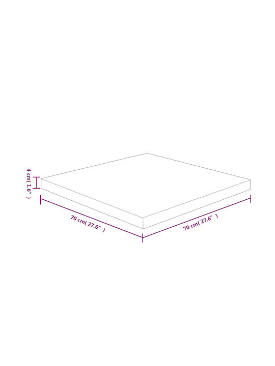 vidaXL Square Table Surface made of Solid Wood in Brown Color 70x70x4cm 342945 1pcs