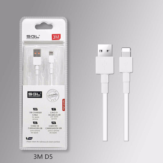 SGL D5 USB-A zu Lightning Kabel Weiß 3m (194721)