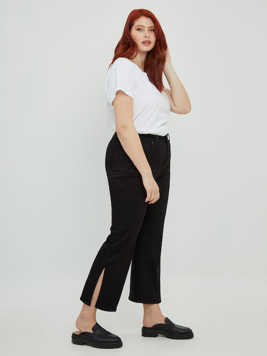 Ψηλόμεσο Γυναικείο Jean Παντελόνι Καμπάνα σε Bootcut Εφαρμογή Μαύρο