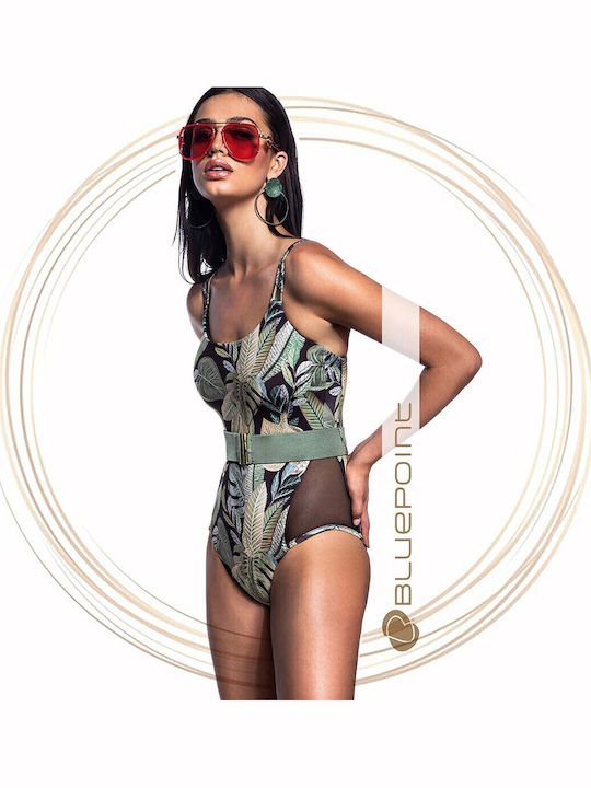 Costum De Baie Întreg Cu Burete Detașabil Floral Kaki