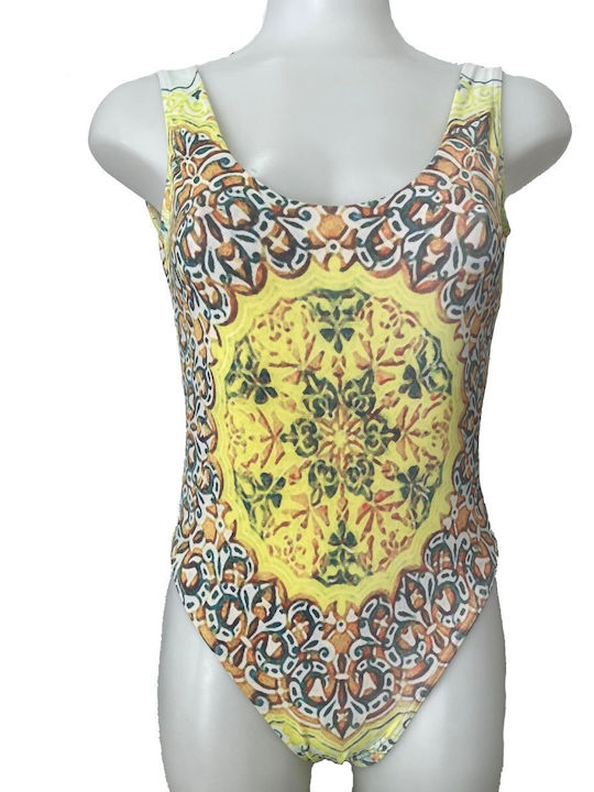 Olympia Badeanzug für Damen mit Lachouri-Design in Gelb- und Beigetönen