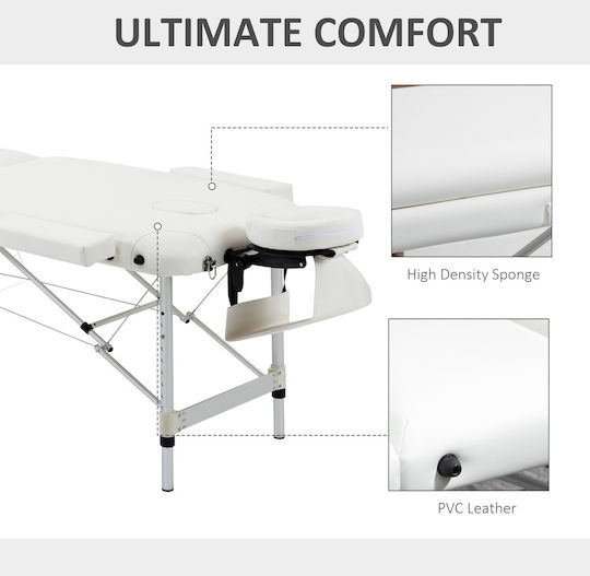 HomCom Pat Masaj și Fizioterapie Portabil Alb din Aluminiu 210x84cm