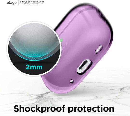 Elago Clear Lanyard Θήκη Σιλικόνης με Γάντζο Deep Purple για Apple AirPods Pro 2