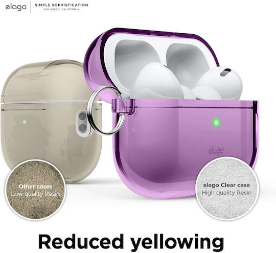 Elago Clear Lanyard Θήκη Σιλικόνης με Γάντζο Deep Purple για Apple AirPods Pro 2
