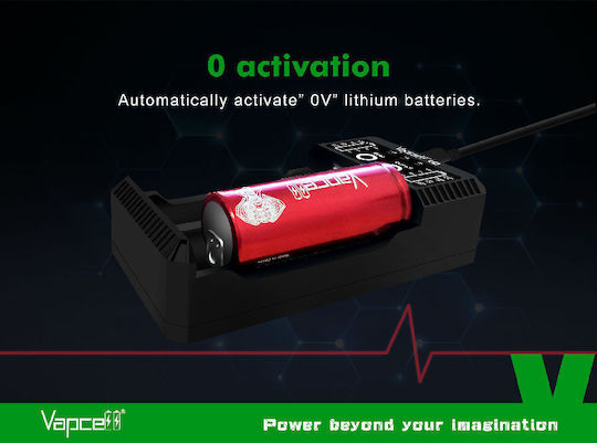 Vapcell U2 USB Φορτιστής 2 Μπαταριών Li-ion/Ni-Cd/Ni-MH Μεγέθους AA/AAA/D/18650/21700