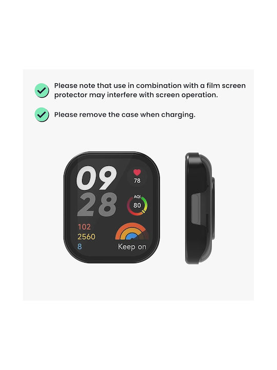 KWmobile 2бр Пластмасов Калъф със Стъкло Transparent / Black за Redmi Watch 3