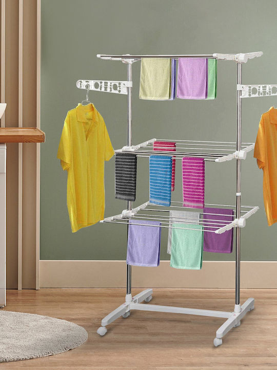 HomCom Premium Stainless Steel Folding Floor Clothes Drying Rack 142x55cm