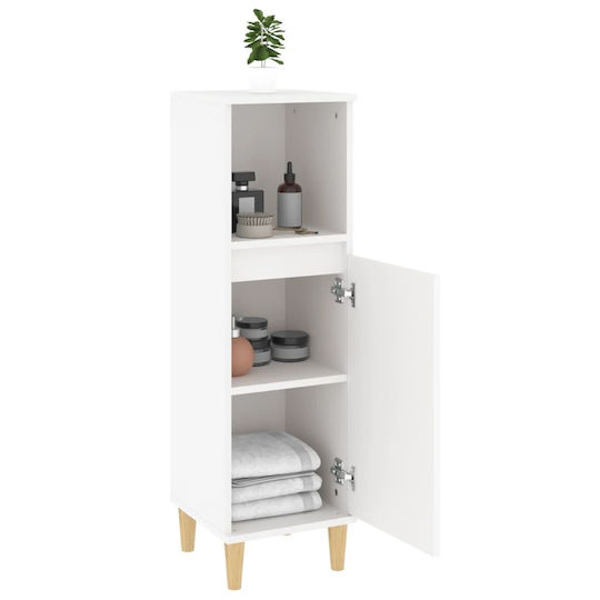vidaXL Floor Bathroom Column Cabinet L30xD30xH100cm White