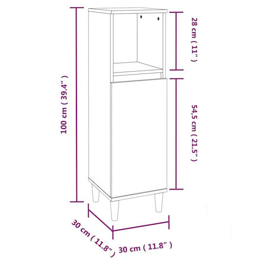 vidaXL Floor Bathroom Column Cabinet L30xD30xH100cm White