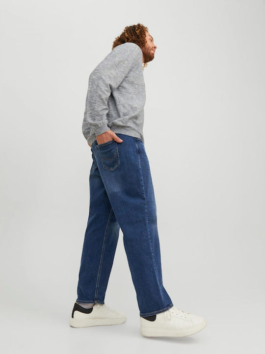 Men's Jeans Pants Elastic Slim Tapered Fit Blue