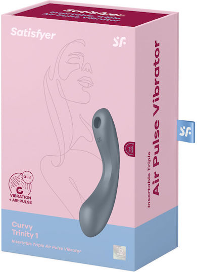 Satisfyer Curvy Trinity 1 Аспиратор Вагина с вибрация Вмъкващ се троен въздушен вибратор Pule Сив 1бр