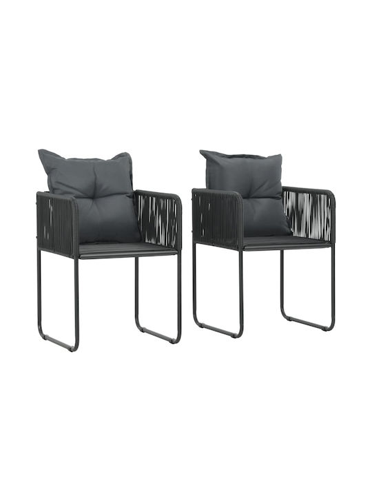 Garden & Outdoor Furniture Set for Small Outdoor Spaces 3 Pieces Black with Pillows