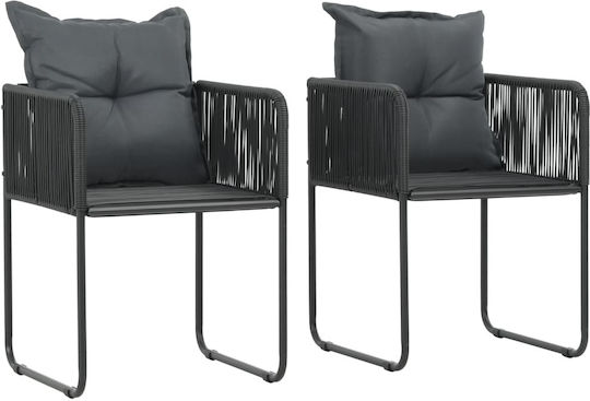 Garten- und Outdoor-Möbelsets für kleinen Raum 3 Stück Schwarz mit Kissen