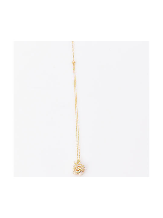 DION SHOP NECKLACE WITH GOLD FLOWER - D2356