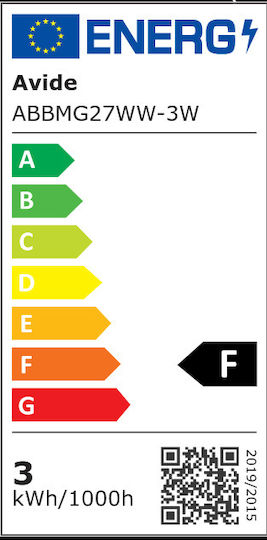 Avide ABBMG27WW-3W Λάμπα LED 3W για Ντουί E27 και Σχήμα G45 Θερμό Λευκό