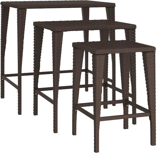 Masa auxiliară pentru spații exterioare mici Ratan Maro 3pcs 60x45x60buc