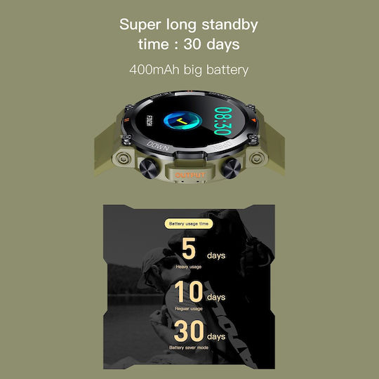 Aoke K56 PRO 45mm Smartwatch with Heart Rate Monitor (Black Case / Black Silicone Strap)