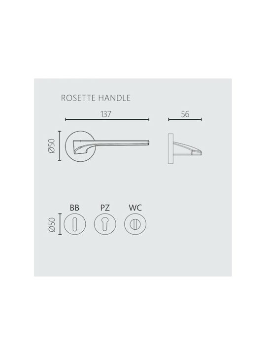 Zogometal Lever Front Door with Rosette Left 2081 2081 with Rosette Copper