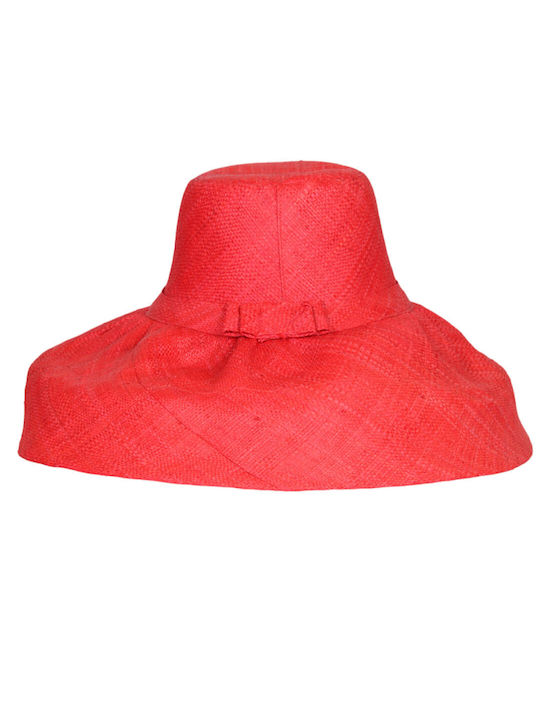 Καπέλο γυναικείο καλοκαιρινό 100% ψαθόχαρτο one size κόκκινο