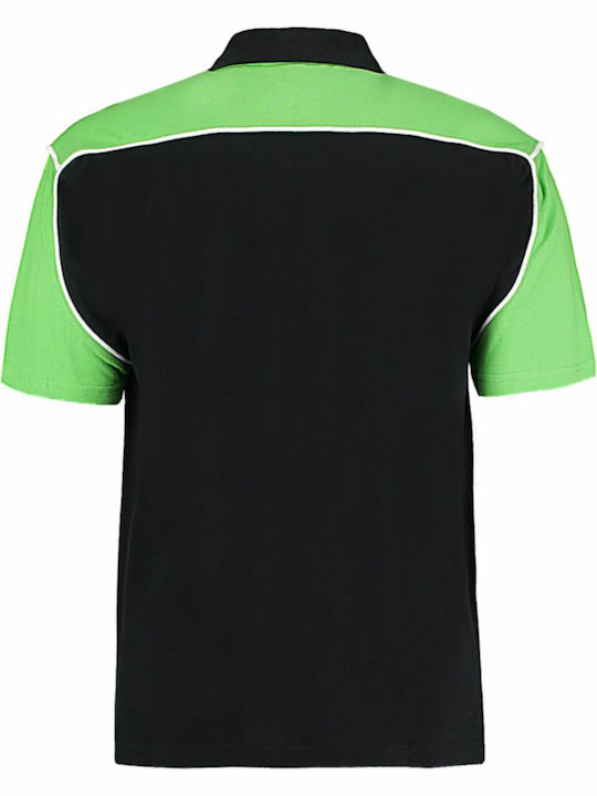 Kustom Kit KK611 Men's Short Sleeve Promotional Blouse Black/Lime/White KK611