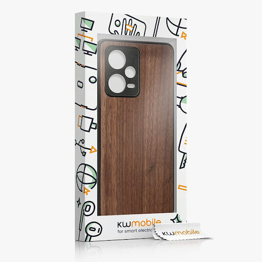 KWmobile Umschlag Rückseite Hölzern Dark Brown (Redmi Note 12 Pro+)
