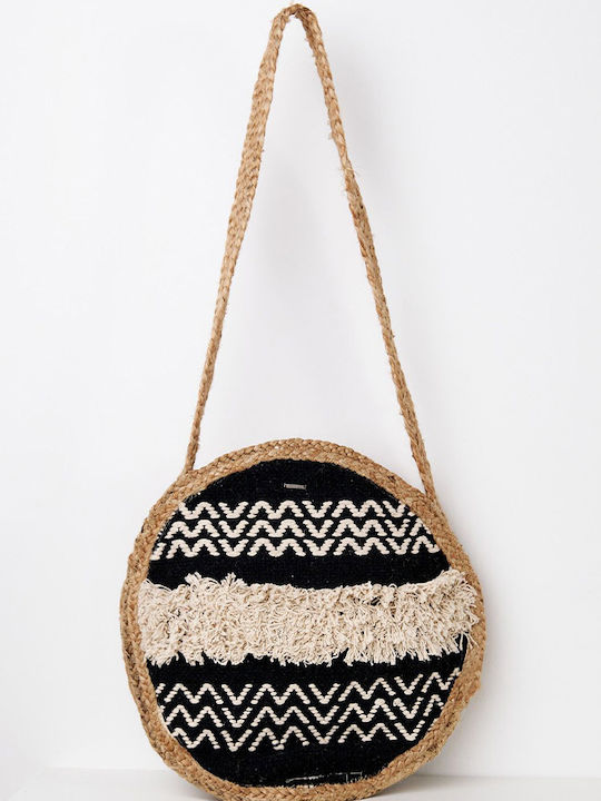 ROUND BOHO BAG MADE OF A COMBINATION OF MATERIALS