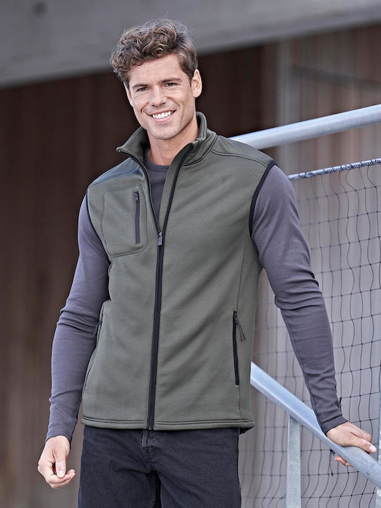 Tee Jays Men's Promotional Sleeveless Cardigan in Gray Color