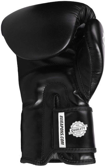 8 Weapons Pure Boxing Gloves made of Synthetic Leather for Match Black